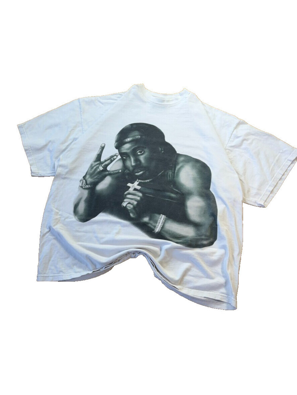Rare Vintage Tupac Memorial Graphic Tee XXL White Oversized Rap 90s Made in USA